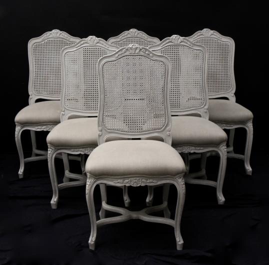 Louis XIV Style Cane Backed Dining Chairs